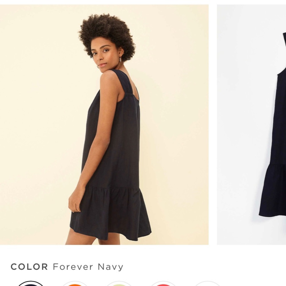 LOFT square neck flounce dress Navy